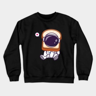 Cute Astronaut With Bread Cartoon Crewneck Sweatshirt